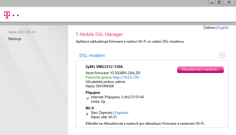 DSL manager - T-Mobile.cz
