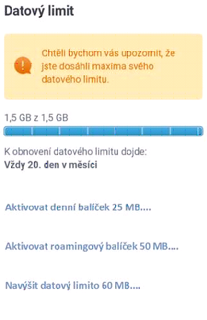 Navýšení datového limitu - T-Mobile.cz